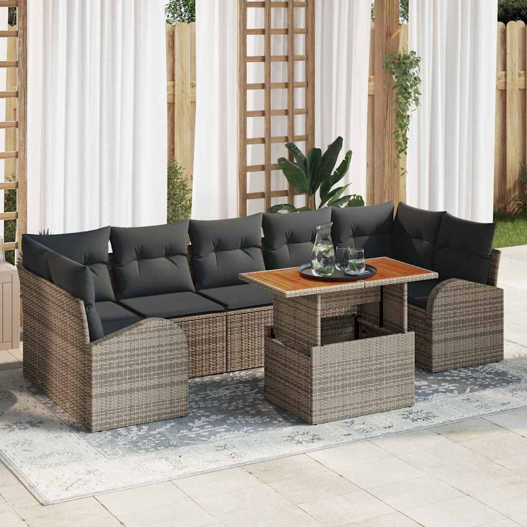 Conjunto de sofá de jardín 8 pcs Beige Poliratán