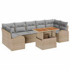 Conjunto de sofá de jardín 8 pcs Beige Poliratán