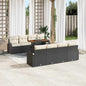 Conjunto de sofá de jardim 9 peças Bege Vime sintético
