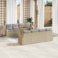 Conjunto de sofá de jardim 9 peças Bege Vime sintético