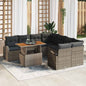 Conjunto de sofá de jardim 9 peças Bege Vime sintético