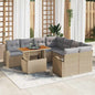 Conjunto de sofá de jardim 9 peças Bege Vime sintético
