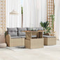 Conjunto de sofá de jardim 6 pcs Bege Polirratã