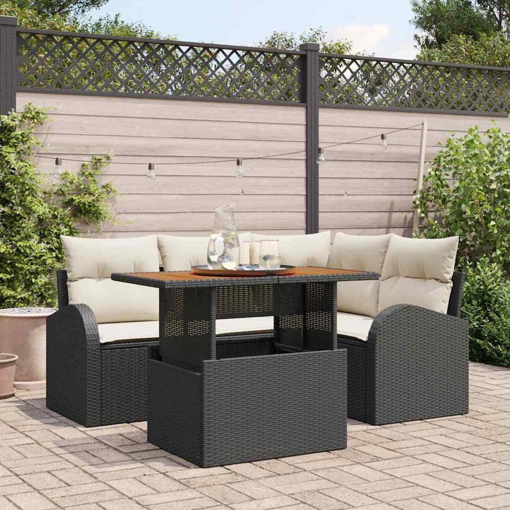Conjunto de sofá de jardín 5 pcs Beige Poliratán