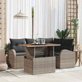 Conjunto de sofá de jardín 5 pcs Beige Poliratán
