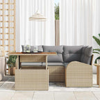 Conjunto de sofá de jardín 5 pcs Beige Poliratán