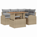 Conjunto de sofá de jardín 5 pcs Beige Poliratán