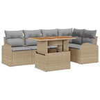 Conjunto de sofá de jardín 6 pcs Beige Poliratán
