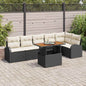 7 pcs Garden Sofa Set Beige Poly Rattan