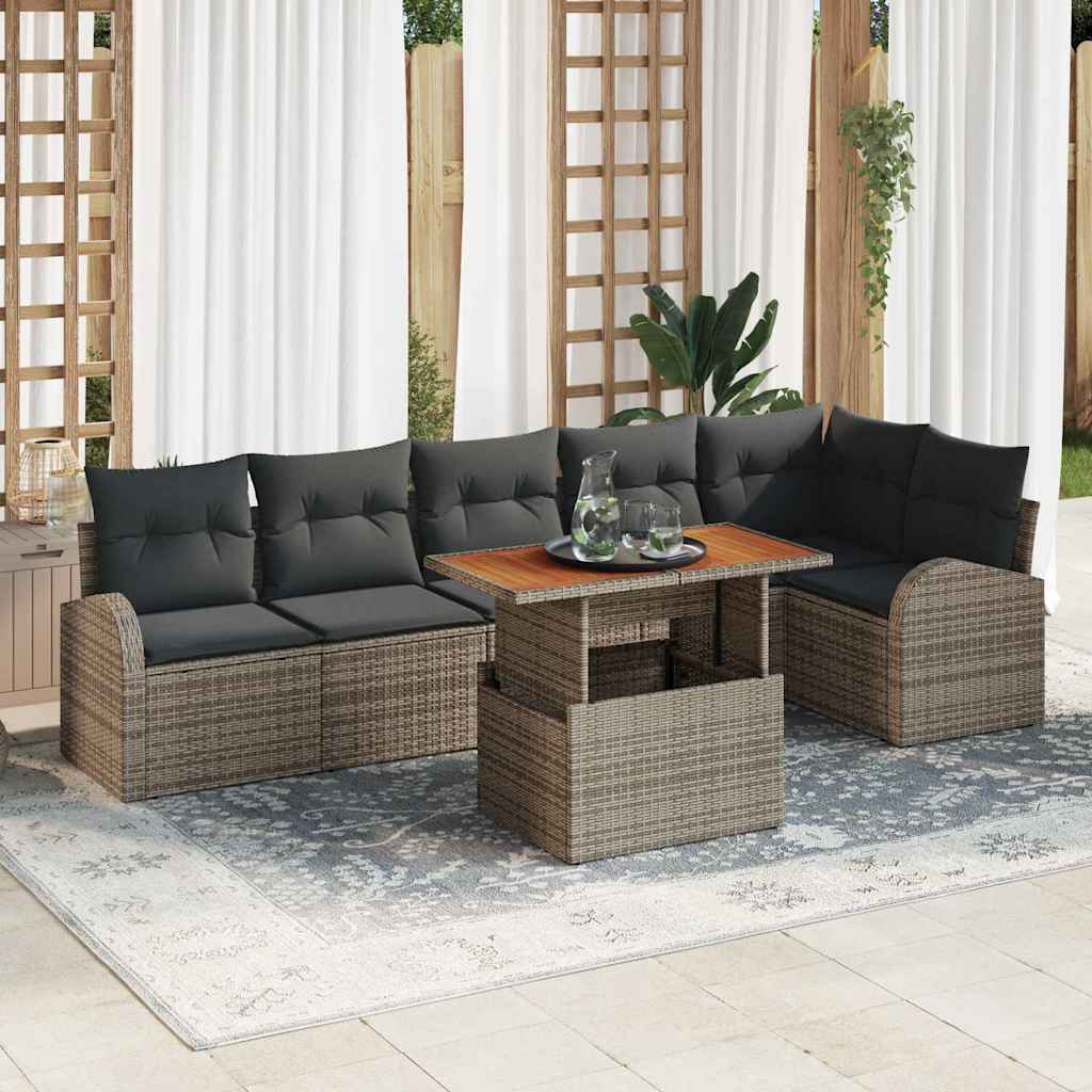 Conjunto de sofá de jardín 7 pcs Beige Poliratán