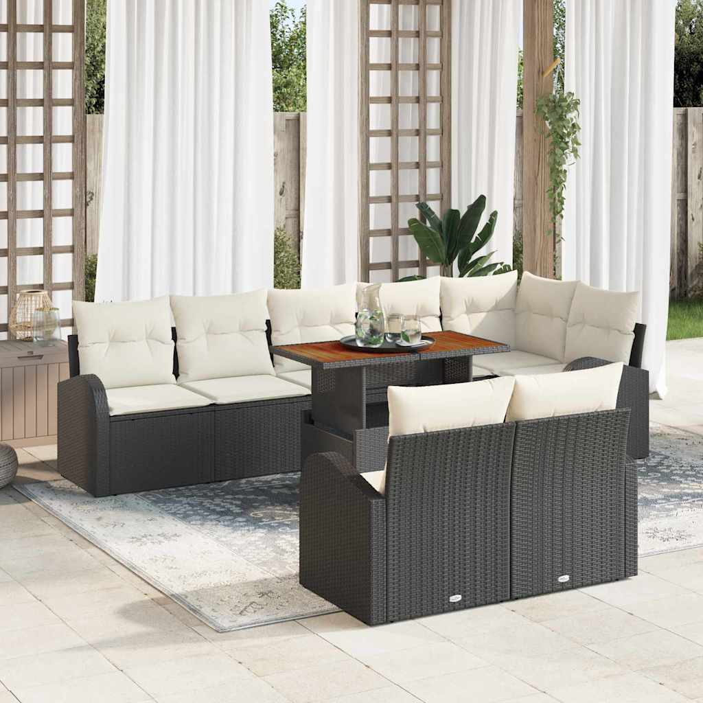 Conjunto de sofá de jardín 9 pcs Beige Poliratán