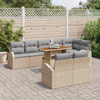 Conjunto de sofá de jardín 9 pcs Beige Poliratán
