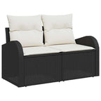 Conjunto de sofá de jardín 7 pcs Negro Poliratán