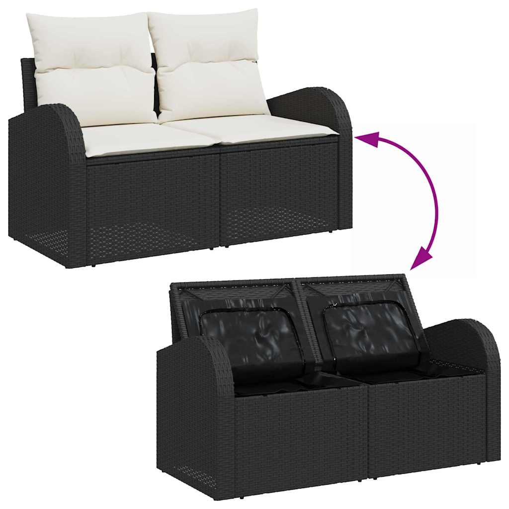 Conjunto de sofá de jardín 7 pcs Negro Poliratán