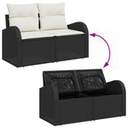 Conjunto de sofá de jardín 7 pcs Negro Poliratán