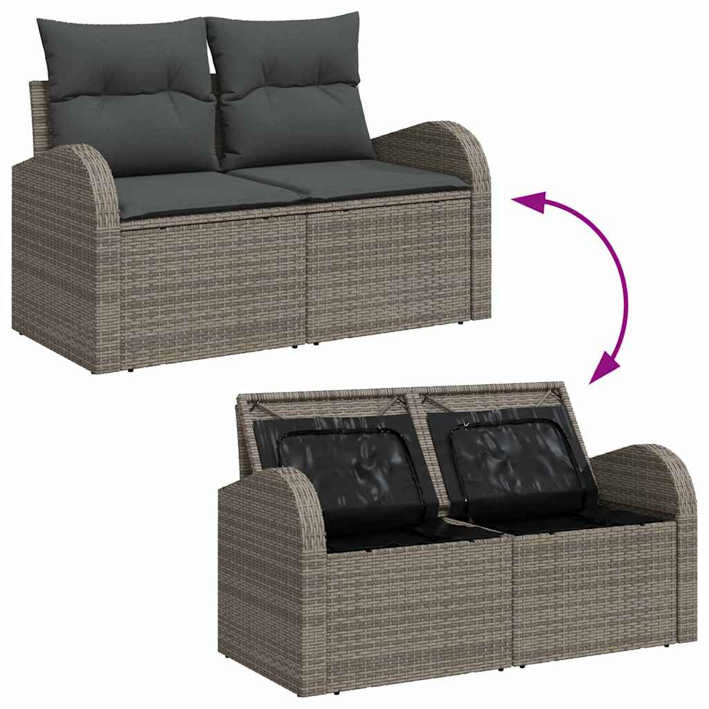 Conjunto de sofá de jardín 7 pcs Gris Poliratán