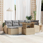 Conjunto de sofá de jardín 7 pcs Beige Poliratán