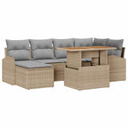 Conjunto de sofá de jardín 7 pcs Beige Poliratán