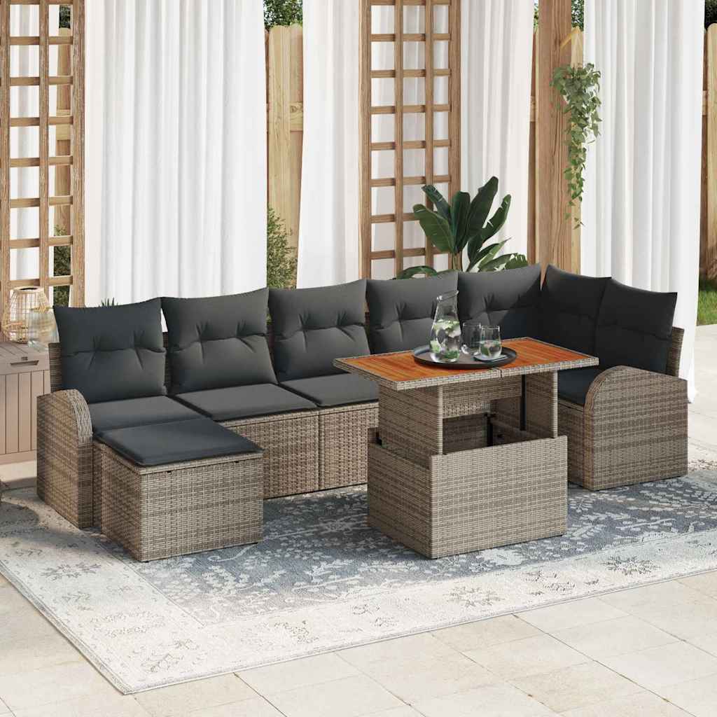 Conjunto de sofá de jardín 8 pcs Beige Poliratán