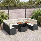 Conjunto de sofá de jardín 10 pcs Negro Poliratán