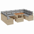 Conjunto de sofá de jardín 10 pcs Beige Poliratán