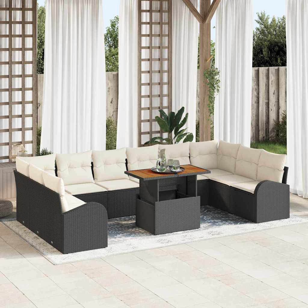 Conjunto de sofá de jardín 11 pcs Beige Poliratán
