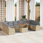 11-piece Garden Sofa Set Beige Poly Rattan