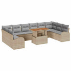 Conjunto de sofá de jardín 11 pcs Beige Poliratán