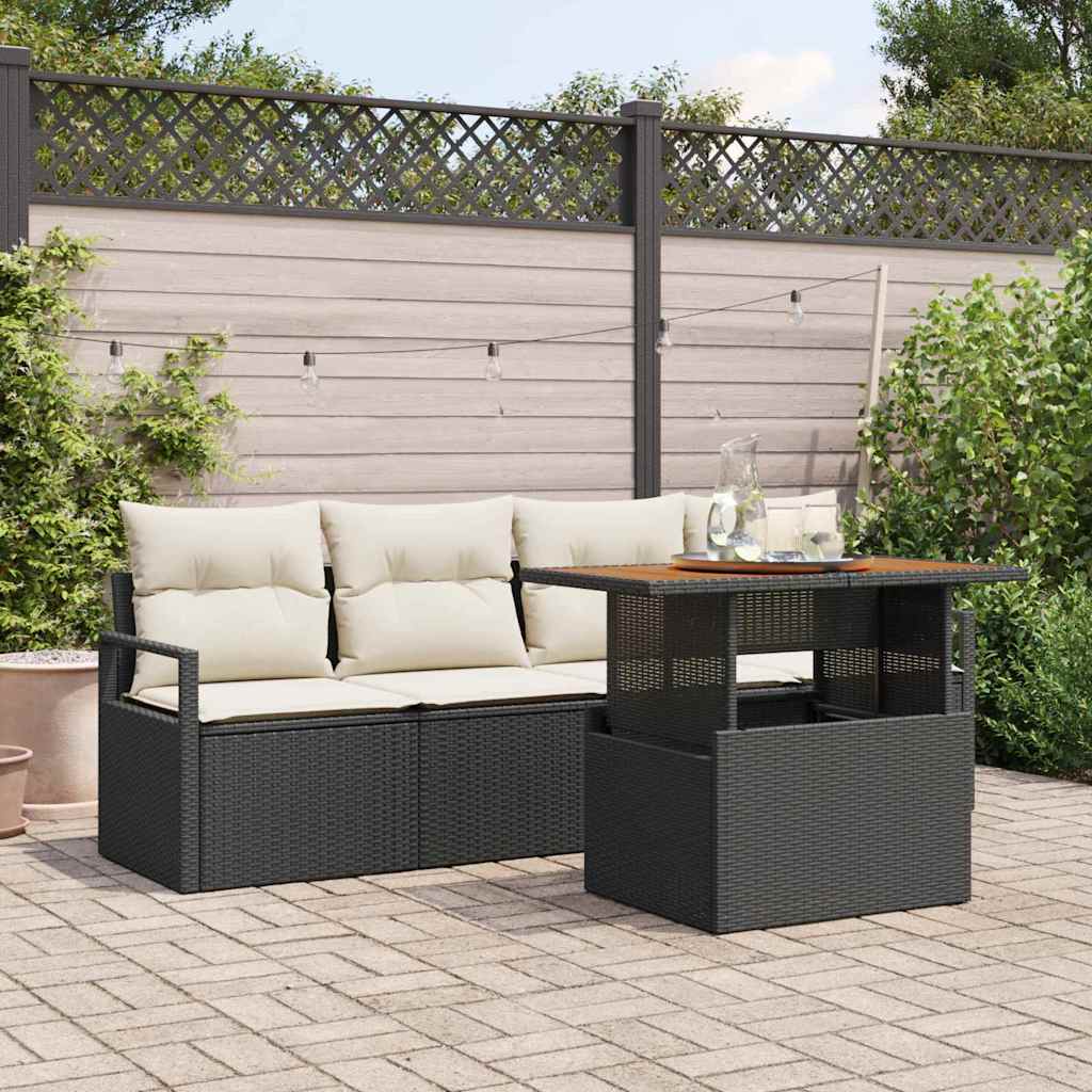 Conjunto de sofá de jardim 5 pcs Bege Polirratã