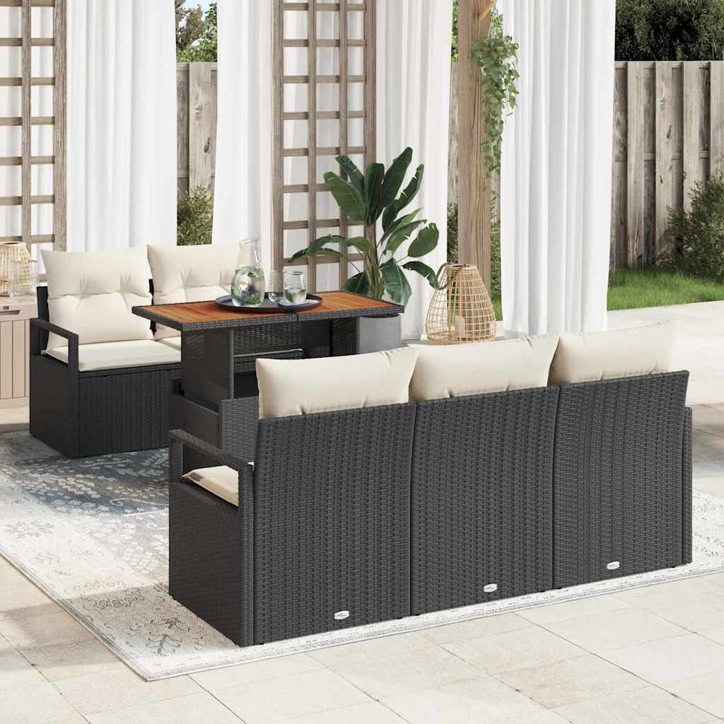 Conjunto de sofá de jardín 6 pcs Beige Poliratán