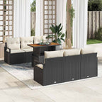Conjunto de sofá de jardín 7 pcs Negro Poliratán
