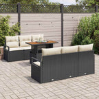 Conjunto de sofá de jardín 7 pcs Negro Poliratán