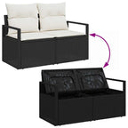 Conjunto de sofá de jardín 7 pcs Negro Poliratán