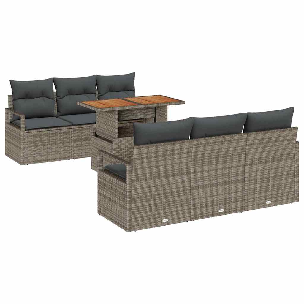 Conjunto de sofá de jardín 7 pcs Gris Poliratán