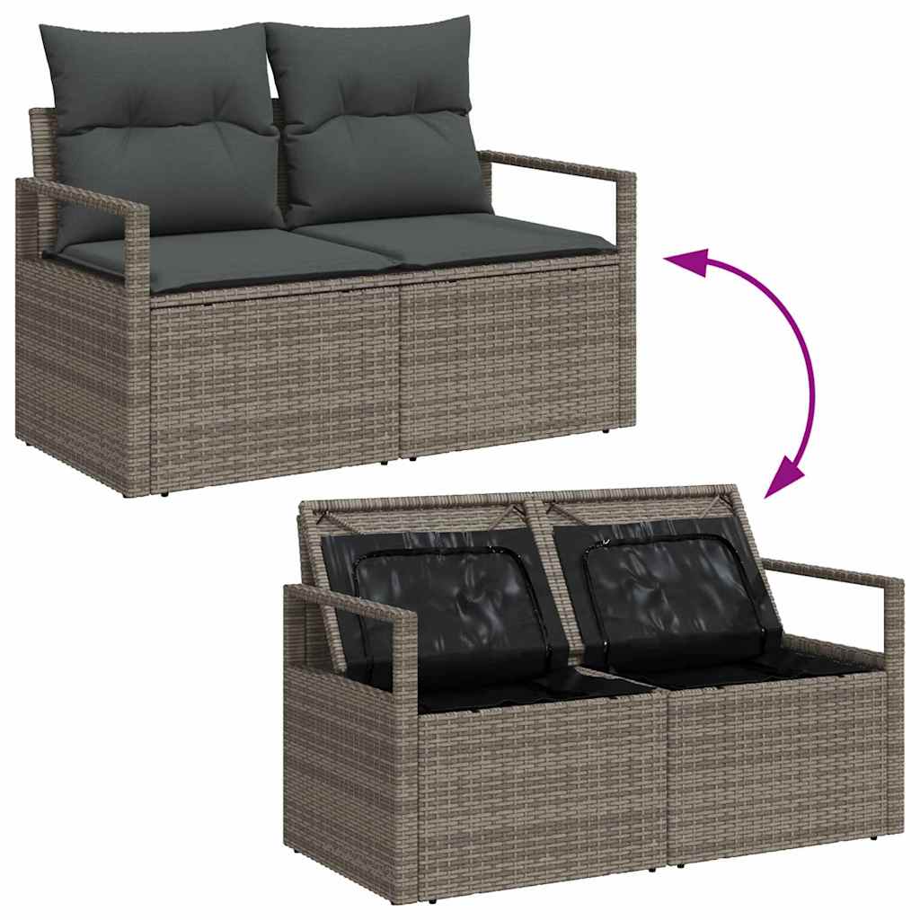 Conjunto de sofá de jardín 7 pcs Gris Poliratán