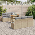 Conjunto de sofá de jardín 7 pcs Beige Poliratán