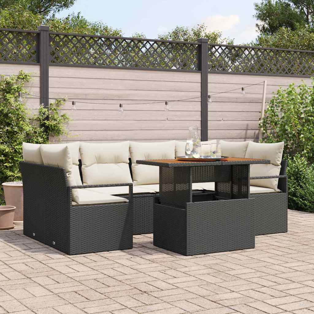 Conjunto de sofá de jardín 7 pcs Beige Poliratán