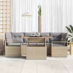 Conjunto de sofá de jardín 7 pcs Beige Poliratán