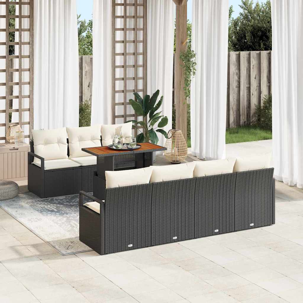 Conjunto de sofá de jardín 8 pcs Beige Poliratán