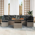 Conjunto de sofá de jardín 8 pcs Gris Poliratán