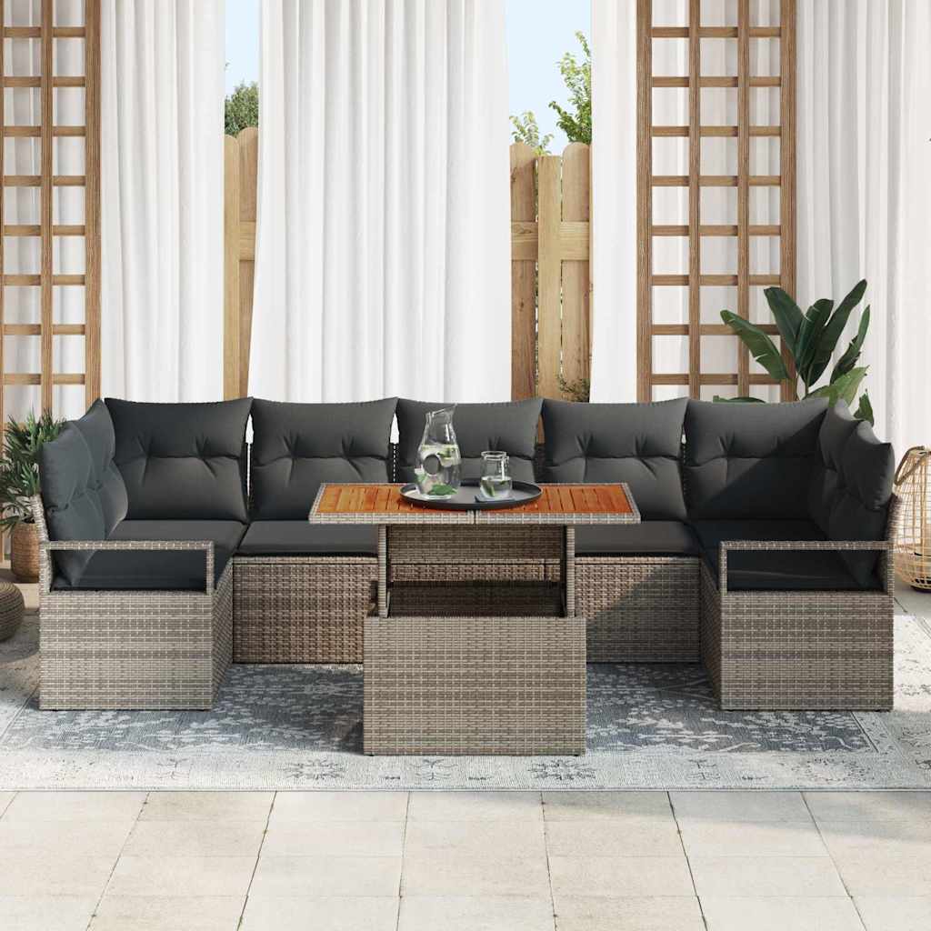 Conjunto de sofá de jardín 8 pcs Gris Poliratán