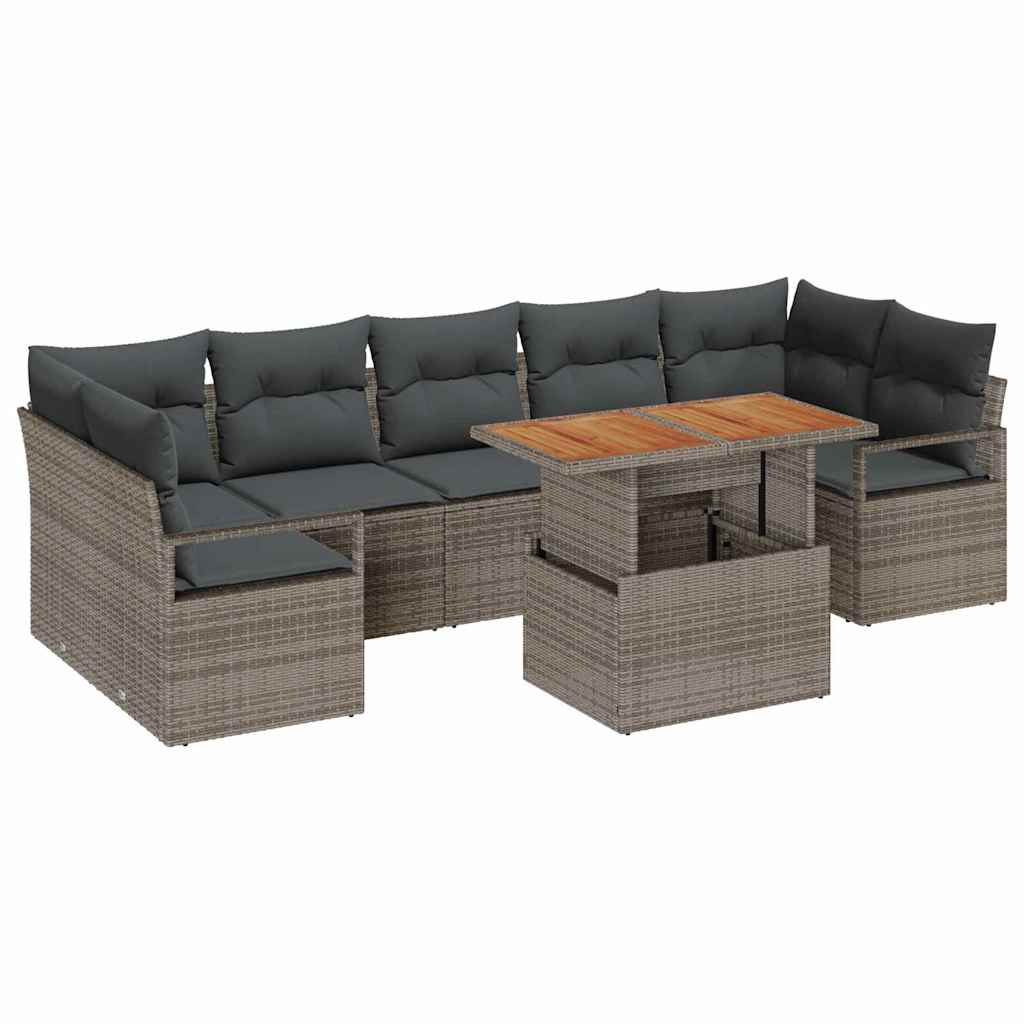 Conjunto de sofá de jardín 8 pcs Gris Poliratán