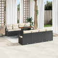Conjunto de sofá de jardín 9 pcs Negro Poliratán