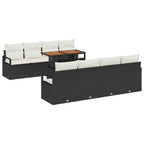 Conjunto de sofá de jardín 9 pcs Negro Poliratán