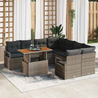 Conjunto de sofá de jardín 9 pcs Beige Poliratán