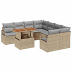 Conjunto de sofá de jardín 9 pcs Beige Poliratán