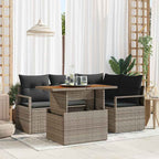 5-piece Garden Sofa Set Beige Poly Rattan