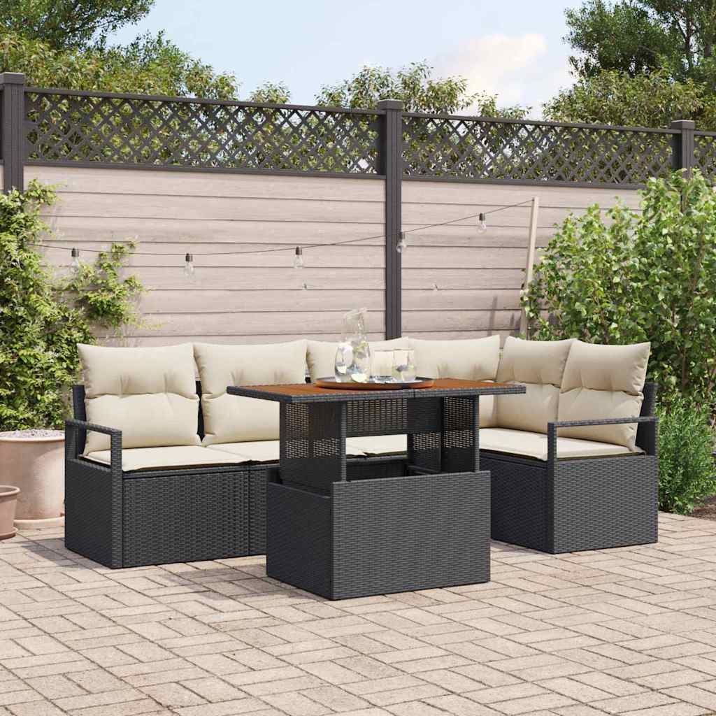 Conjunto de sofá de jardín 6 pcs Beige Poliratán