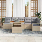 Conjunto de sofá de jardín 7 pcs Beige Poliratán