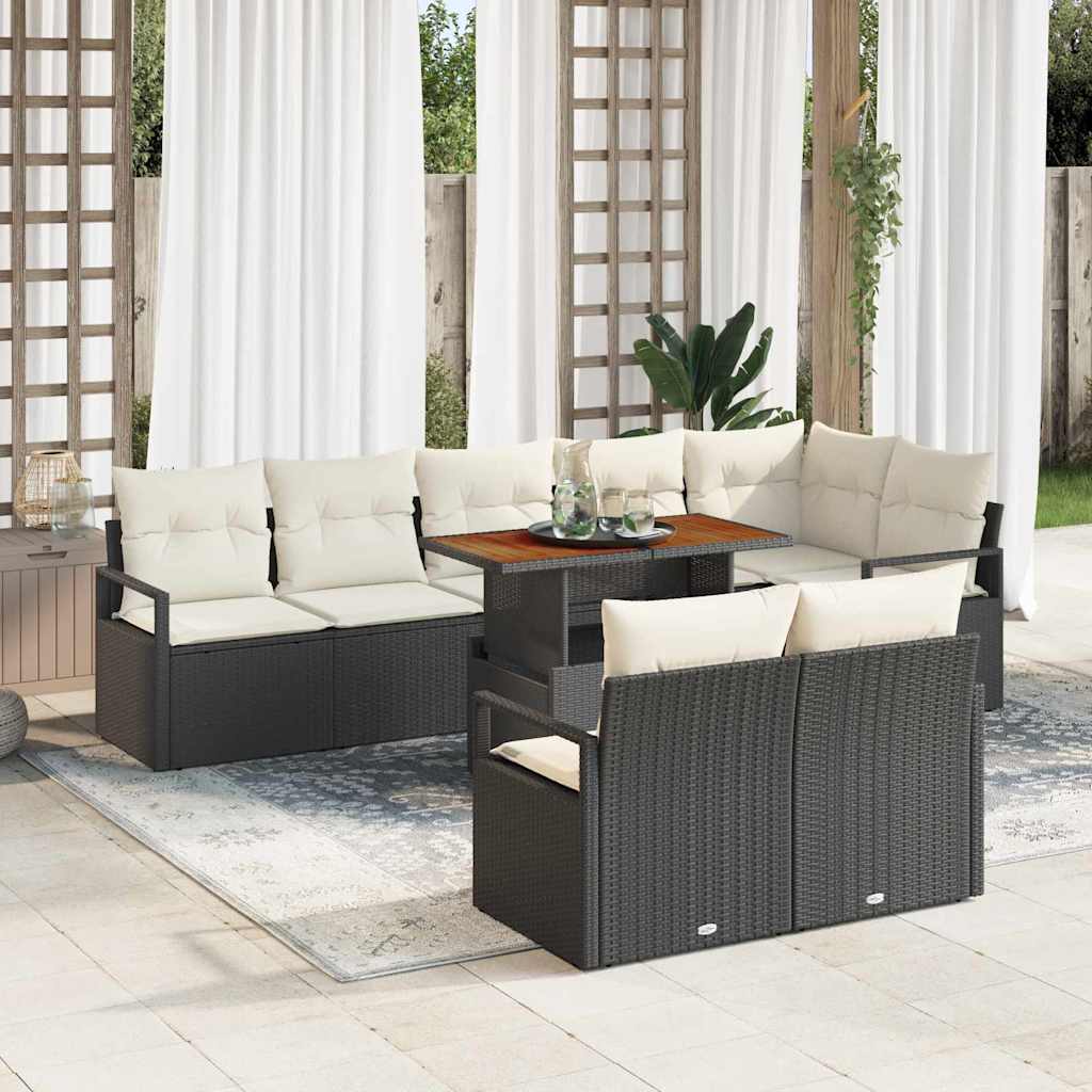 Conjunto de sofá de jardim 9 peças Bege Vime sintético